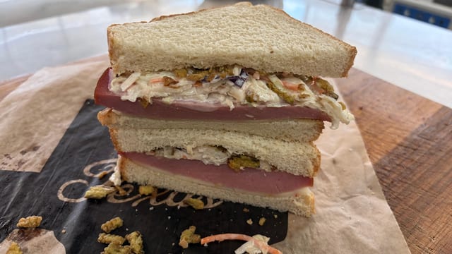 Smoked Bologna Sandwich.