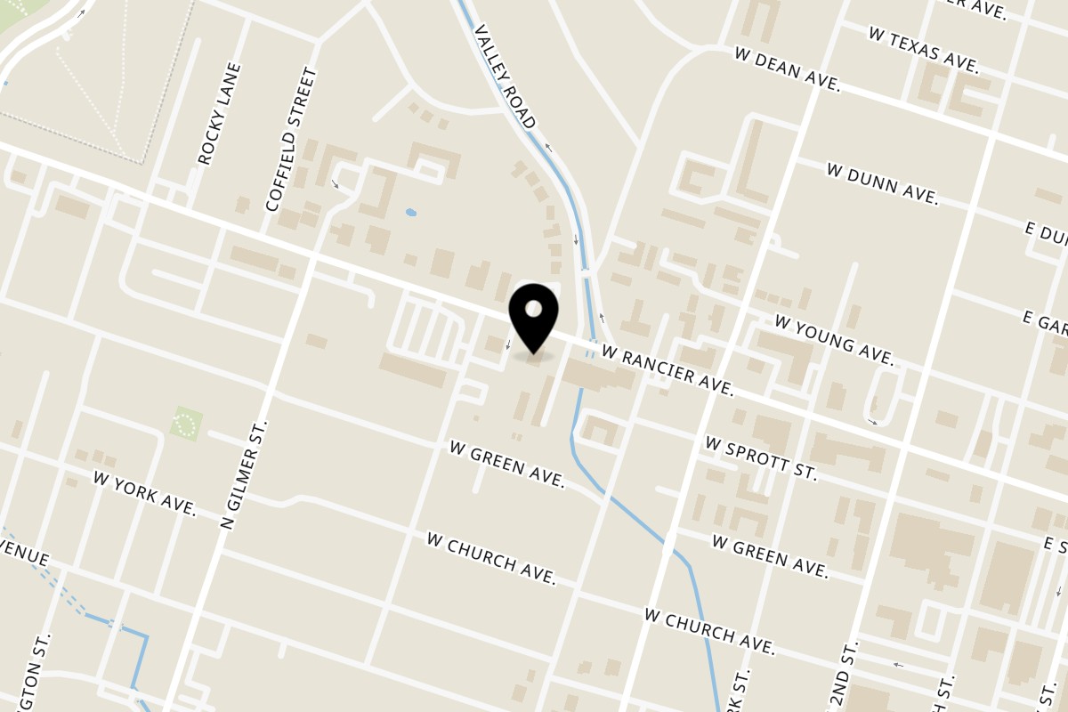 Map showing the location of Petty's BBQ on 510 W Rancier Ave in Killeen